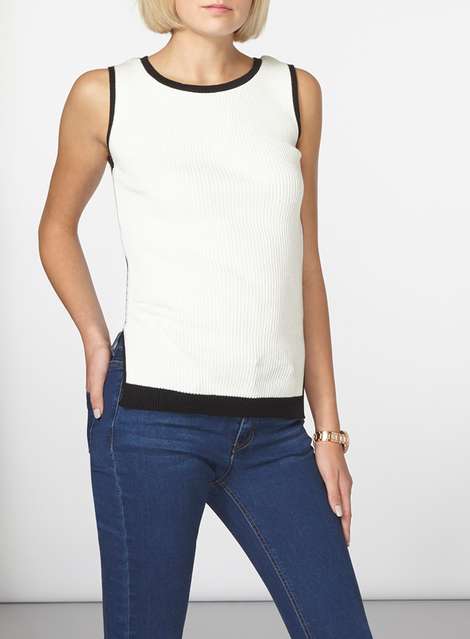 Ivory and Black Tipped Shell Top